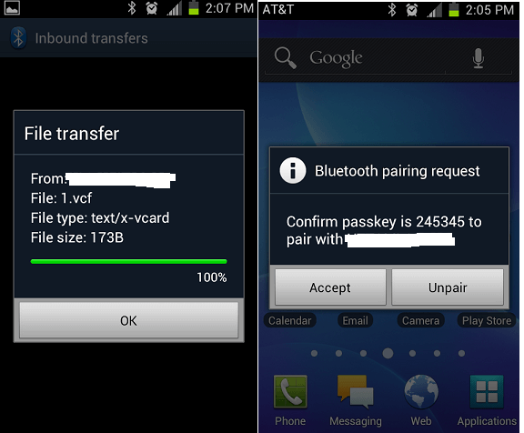 transfert sms à partir d'android vers android-utiliser le bluetooth