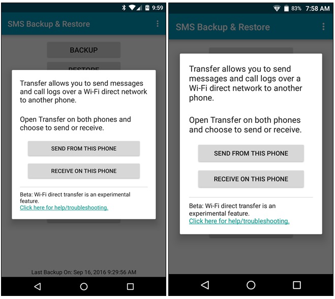 trasferire sms da Android ad Android-telefono fonte e destinazione