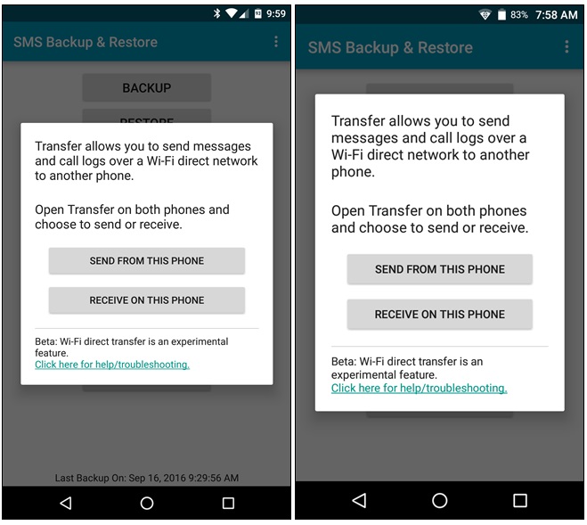 transfer sms from android to android-