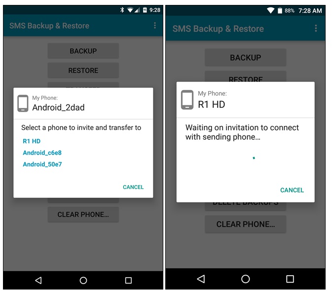 trasferire sms da Android ad Android-scegliere telefono destinazione 