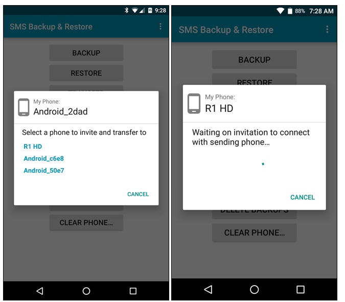 transferir sms entre android-