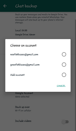 Select Google account