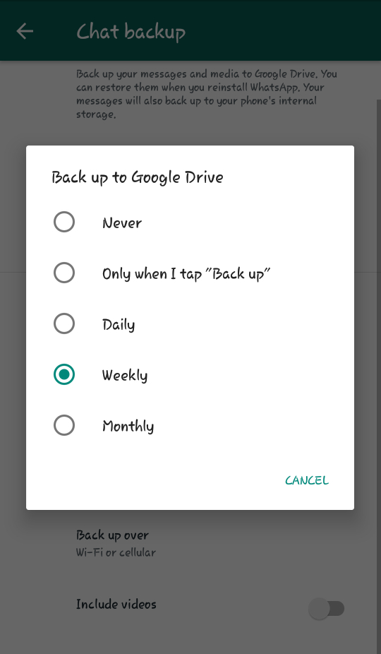 Backup ke Google Drive