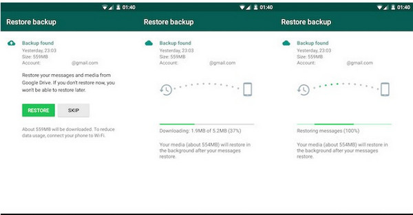 restaurer whatsapp sur le nouveau téléphone samsung