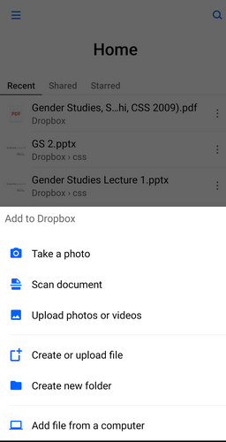 upload files dropbox