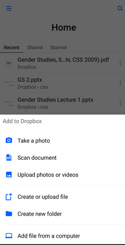 caricare file dropbox