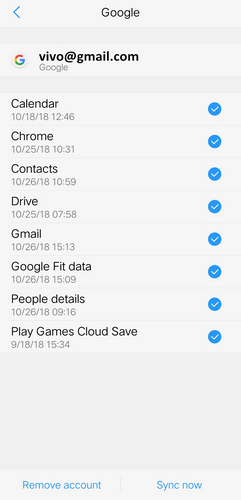 Vivo Cloud App Daten Optionen