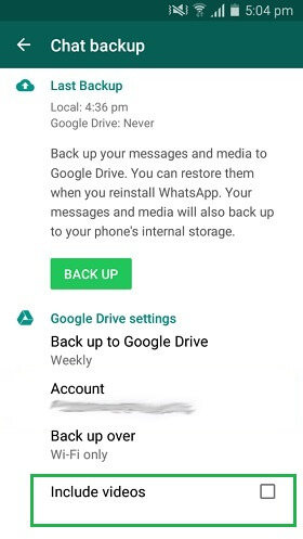 whatsapp backup stuck 12