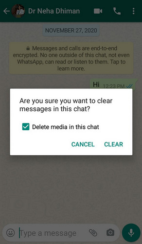 whatsapp clear chat vs delete chat 8