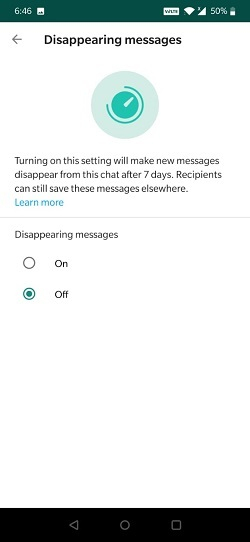 what is disappearing messages on whatsapp