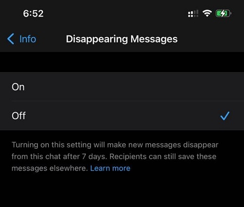 whatsapp disappearing messages 7