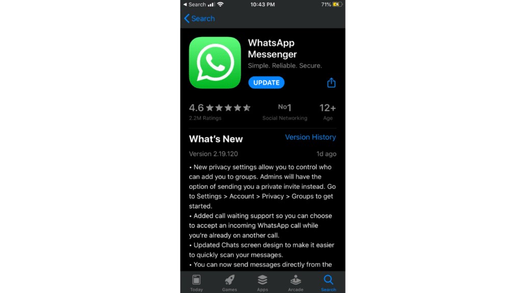 Open WhatsApp in your iPhone