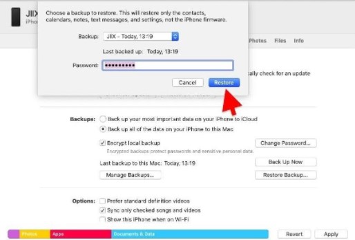 restaurar iphone 13 com backup do itunes