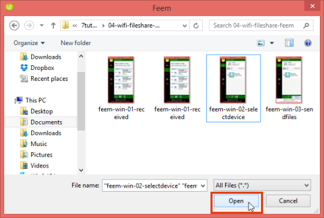 transfer files from pc to android via wifi with feem