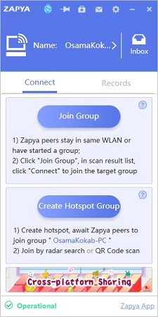 transfer files from pc to android via wifi with zapya