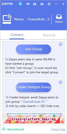 передача файлов с пк на андроид через wifi с помощью zapya