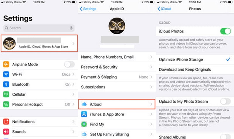 use o icloud para mover imagens para o iphone 13