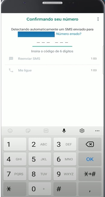 whatsApp está confirmando o número