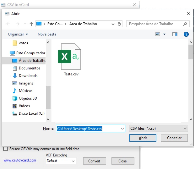 Baixe um programa para converter arquivos .CSV em vCard
