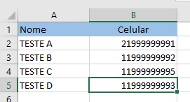 Pegue seu arquivo de contatos no Excel e deixe-o com apenas 2 colunas