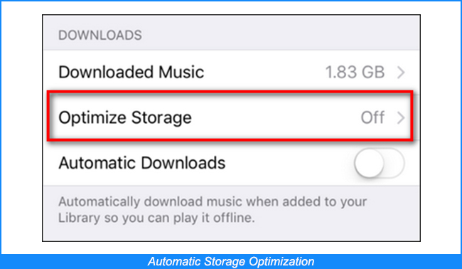 Optimización automática del almacenamiento