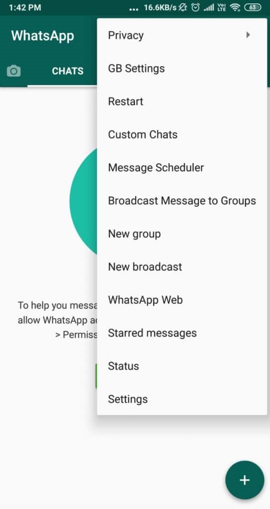 configuração gbwhatsapp