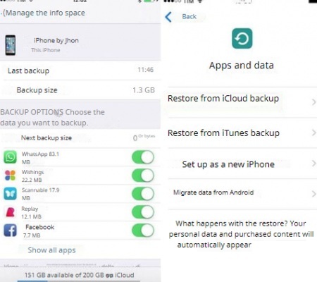 recupere a partir do icloud ou itunes