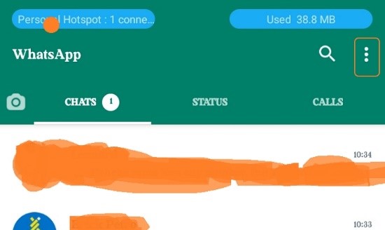  cliquez sur l'icône du menu WhatsApp