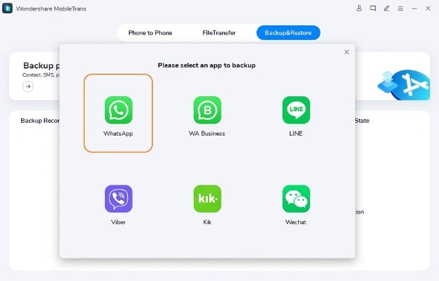 apri WhatsApp backup e ripristino