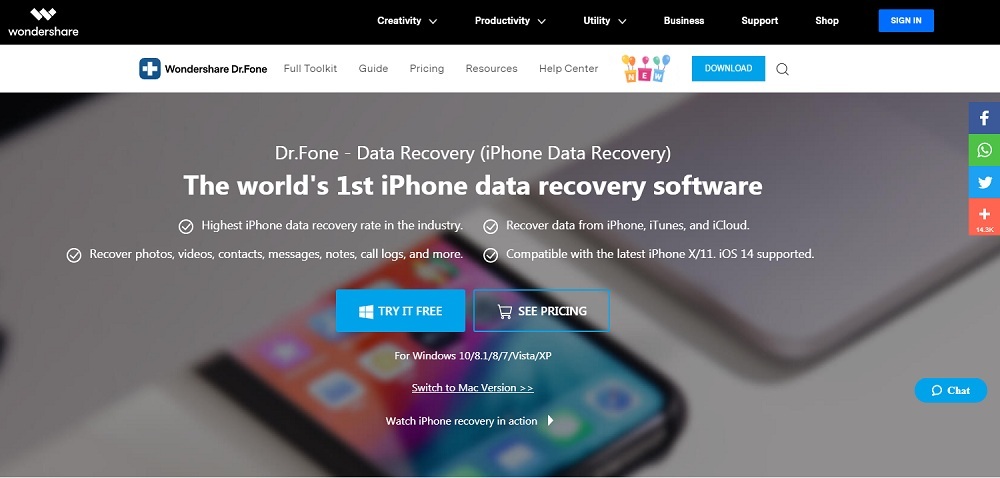 dr.fone data recovery iphone