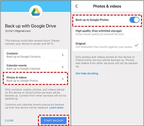 Back up con Google Drive