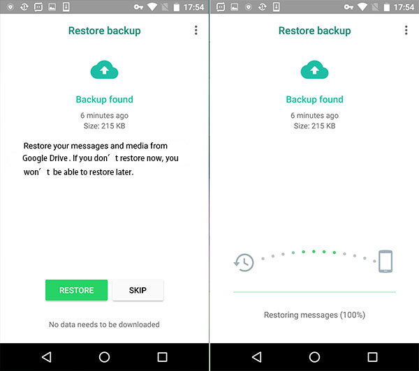 ripristinare i dati whatsapp di google drive