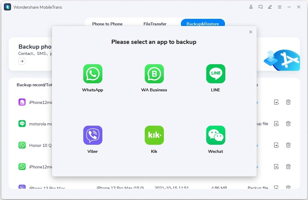 Transferência do WhatsApp com MobileTrans