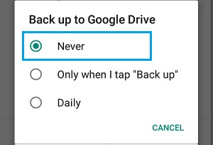 mude o google drive para nunca