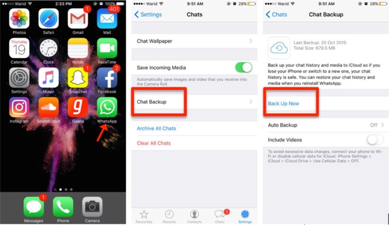 Backup dei messaggi tramite iCloud