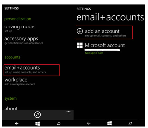 transfer windows phone contacts to galaxy s7/s8-email and add account