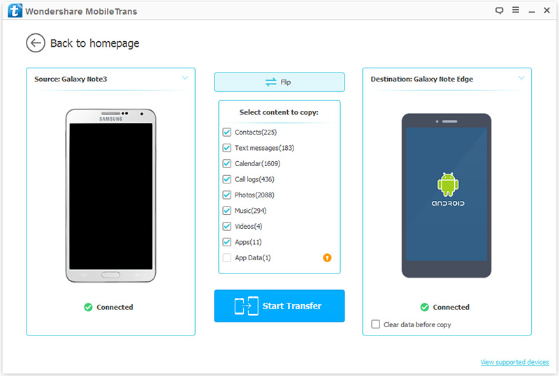 Como transferir LG para o Samsung Galaxy S8-Start Transfer