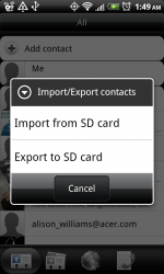 Android contacts backup-export