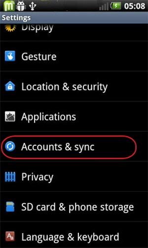 Android contacts backup-setting