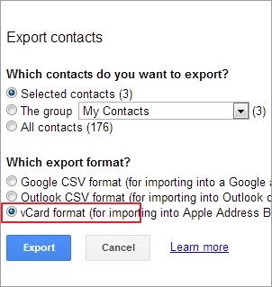 Sicherung der Android-Kontakte-export