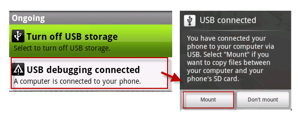 Como Transferir Arquivos de HTC para Mac - Depuração USB conectado