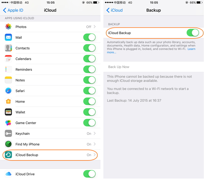 does app data backup to icloud