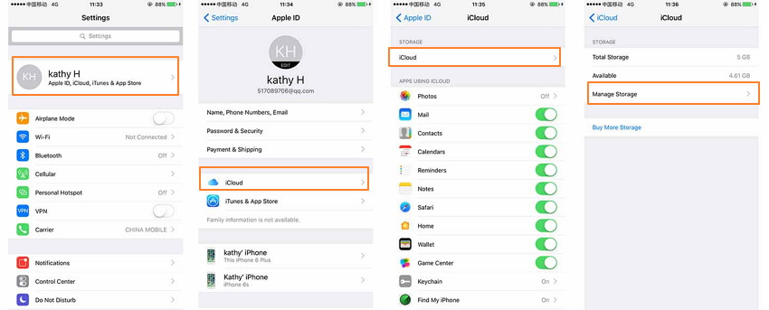 restore iphone from icloud-select storage backup