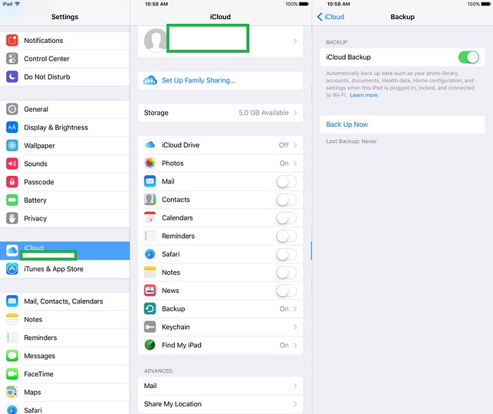 How to Backup iPad to Mac - icloud