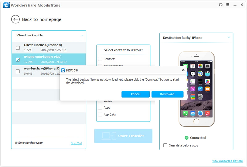 iCloud-Backup herunterladen - Schritt 2