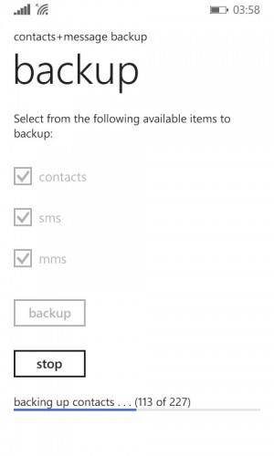 soluții gratuite pentru backup și restaurare windows phone-Contacts + Message 