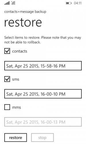 soluții gratuite pentru backup și restaurare windows phone-restaurați datele de rezervă de la UN SD 