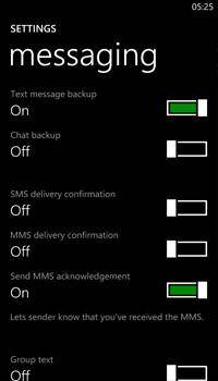 Free solutions to backup and restore windows phone-Turning on Message Backup