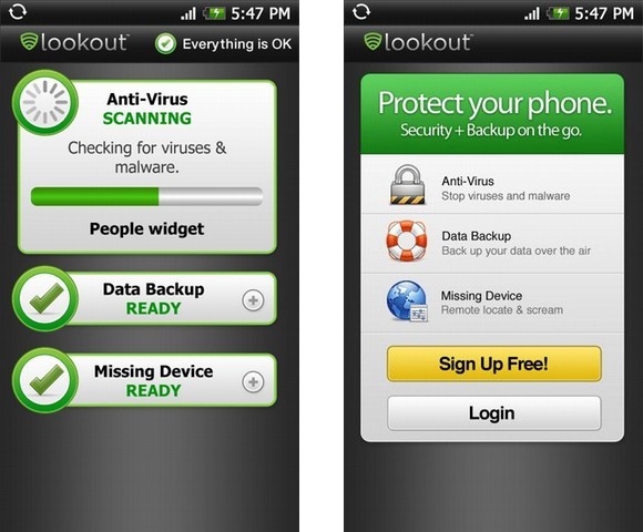 Top 6 free antivirus apps for Windows Phone-Lookout Mobile Security