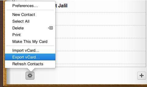 icloud a Android -exportar a vcard